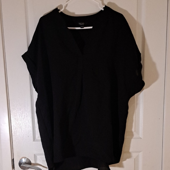 RACHEL Rachel Roy Tops - 152 - RACHEL by Rachel ROY lightweight Women's Black V-Neck Short Sleeve Blouse